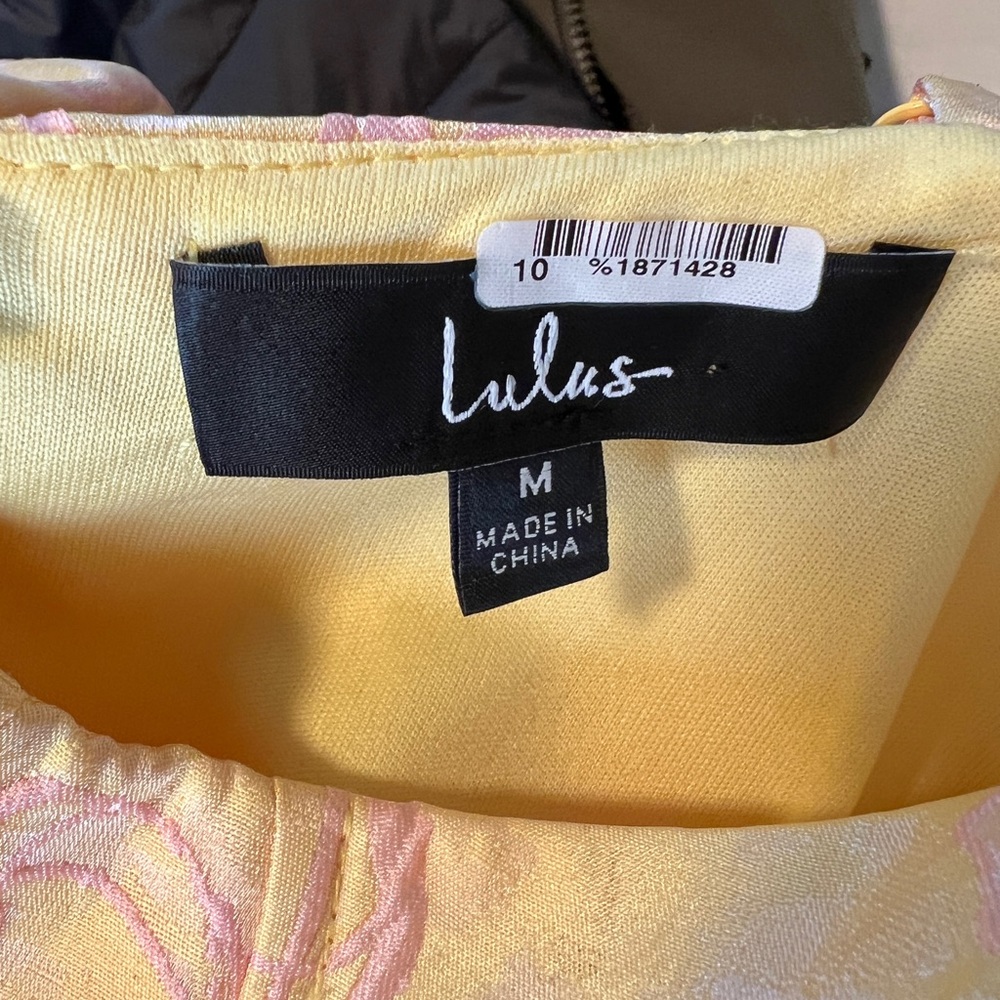 Lulus Meet for Tea Yellow Jacquard Bustier Midi Dress With Pockets - Picture 7 of 7